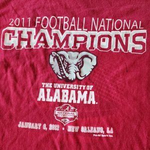 VINTAGE MEN'S LARGE RED ALABAMA 2011 NATIONAL CHAMPIONS LSU T SHIRT HEAVY COTTON